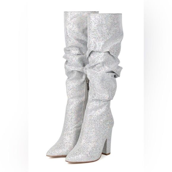 Cape Robbin Glittery Knee-high Slouch Boots - Picture 1 of 5